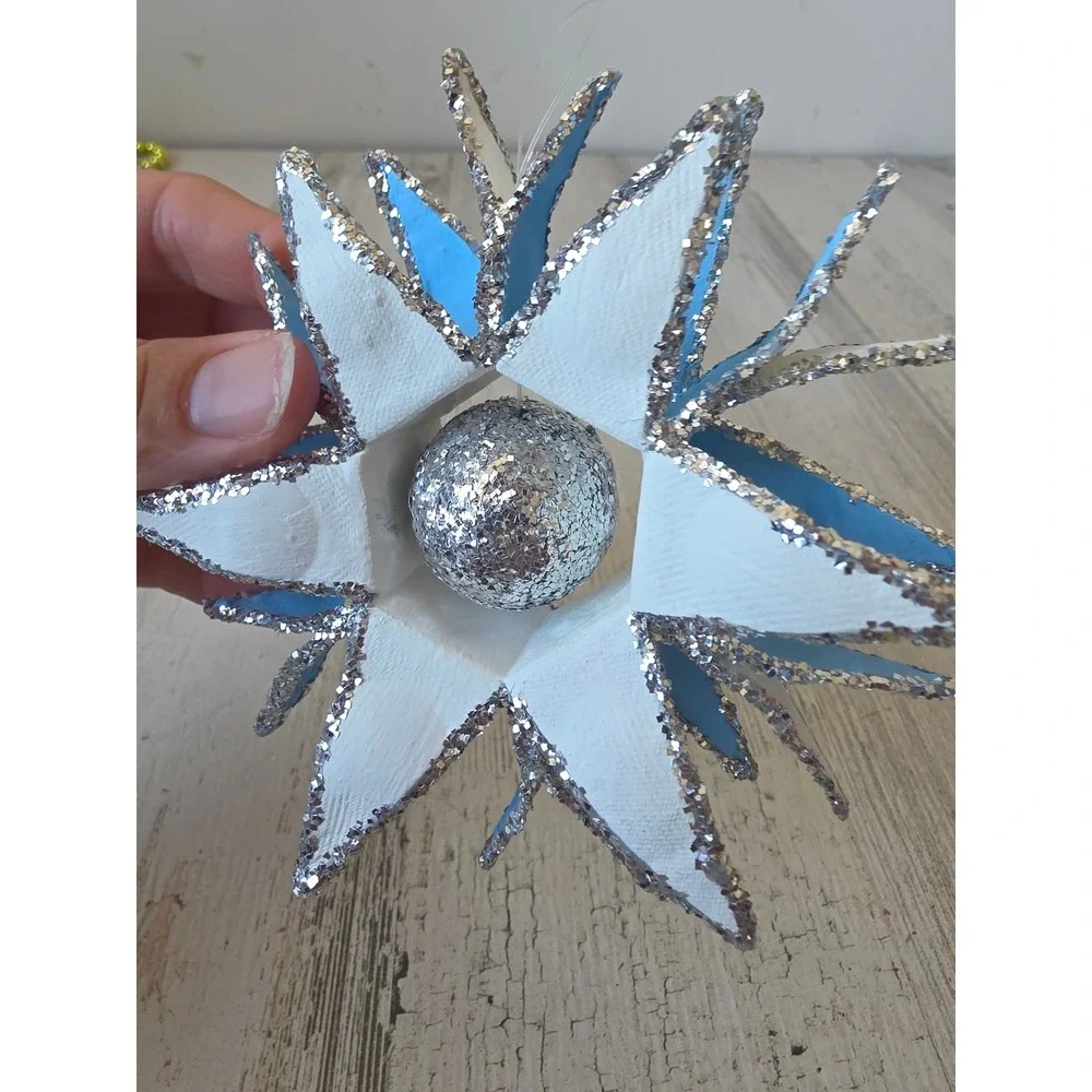 Glitter star ball silver ornament Xmas paper tree